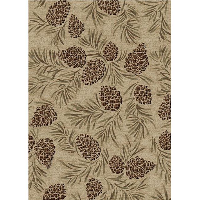 Mayberry Rug AD9591 2 x 4 ft. American Destination Pine Grove Area Rug in antique finish. A rectangular accent rug featuring a rustic pinecone and branch design in multicolour tones. Made from 100% polypropylene, stain-resistant, and lightweight at 2.5 lbs.