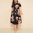 thumbnail image 2 of Ketyyh-chn99 Robes de Printemps pour Femmes Robe Soleil Robes pour Femmes Manches à Volants à Étages Robe Trapèze Courte Noir,5TG, 2 of 5