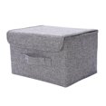 thumbnail image 1 of Boîtes de Rangement Pliantes en Tissu de Coton et Lin pour Cd, Bacs Pliables avec Couvercles et Poignées, 1 of 4