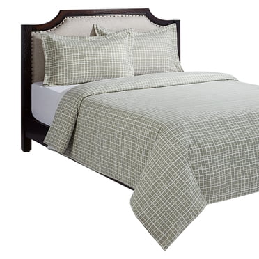 HOMETRENDS 3-Piece Abstract Grid Green Duvet Cover Set, King