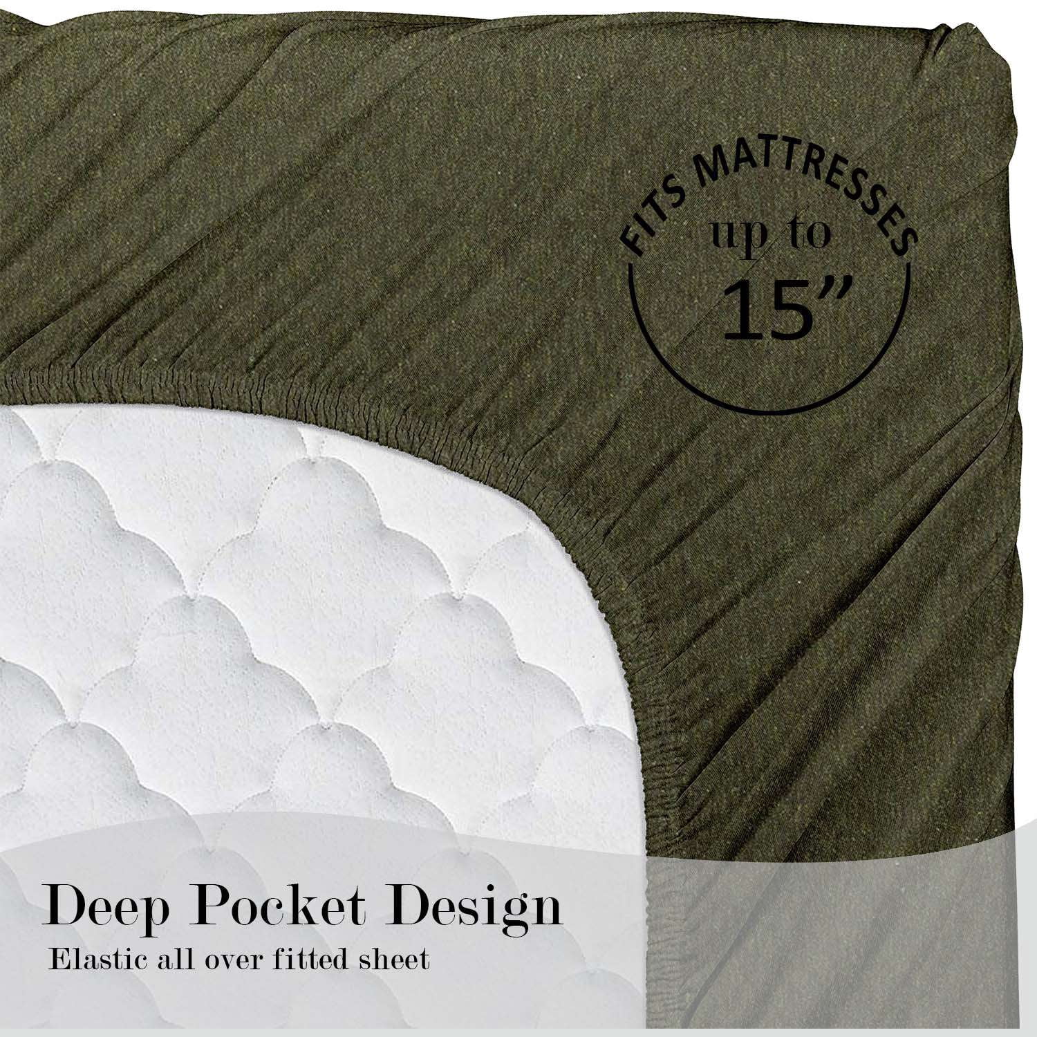Mainstays – Parure de lit en jersey extra doux, enrichi en coton, pour adulte, King, couleur Sea Turtle Green, 4 pièces