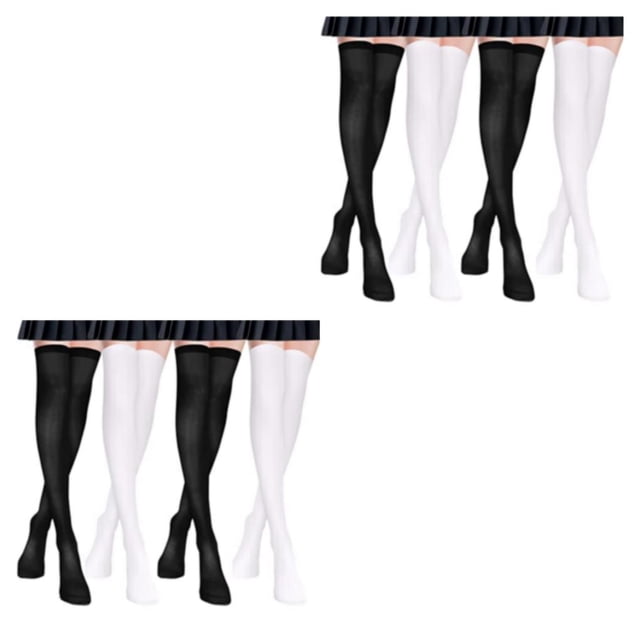 Transemion 4pairs Delicate Thigh High Stockings Hypoallergenic No Loose Thread All Body Shape Suitable 2Set