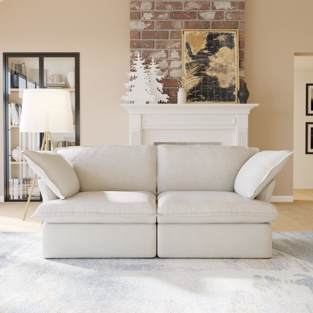 Sodrens Modular Sectional Sofa,Modern Linen Fabric Couch Free Combination Sofa,2-Seat Sofa for Living Room,Beige