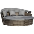 thumbnail image 1 of Outsunny Chaise Longue de Patio avec Canapé-Lit Rond Coussiné 4 Pcs Gris, 1 of 10