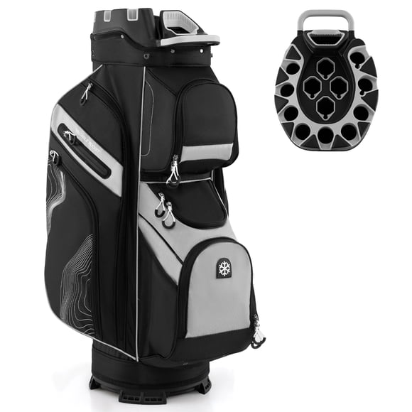 Gymax Golf Cart Bag Molded Lock Top Golf Bag w/14-Way Full Length Dividers 11 Pockets Gray