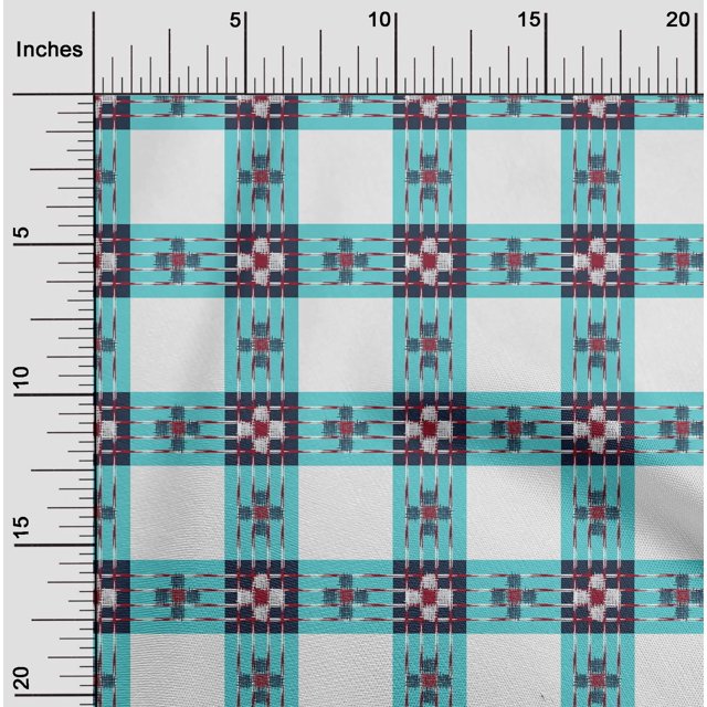 oneOone Cotton Flex Fabric Check Ikat Print Sewing Fabric BTY 40 Inch Wide