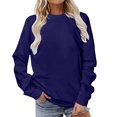 thumbnail image 1 of Dagegui Hauts Grande Taille pour Femmes Manches Longues Col Rond T-Shirt Couleur Unie Quotidien Tunique Chandail Bleu Foncé TG, 1 of 5
