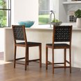 thumbnail image 4 of Costway Woven Bar Stools Set of 2 Counter Height Dining Chairs Faux PU Leather Kitchen, 4 of 8
