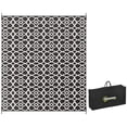 thumbnail image 1 of Outsunny Waterproof Outdoor Rug w/ Carry Bag, 8' x 10', Black White Clover, 1 of 10