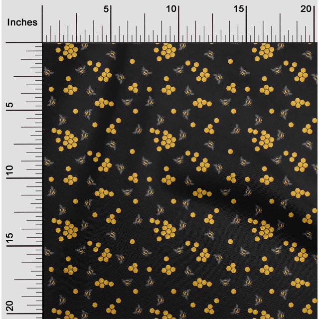 oneOone Viscose Jersey Fabric Honeycomb & Honey Bee Insect Decor Fabric Printed BTY 60 Inch Wide