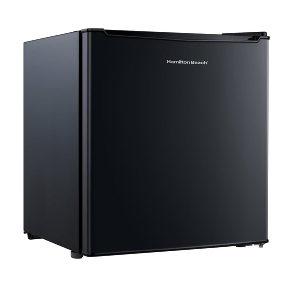 Hamilton Beach 1.7 Cu.Ft Mini Fridge with Freezer, Compact Refrigerator, Single Door, Energy Star, Reversible Door, Black