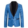 thumbnail image 1 of Veste Blazer Unie à Paillettes Scintillantes Bleu Royal pour Hommes, Tenue pour Hommes, Travail, Bureau, Formel, Bal, Fête, Robes de Soirée, Modeste, Rave, Automne Hiver, Manteau, à Boutons, 2025, Vêtements, S, 1 of 3