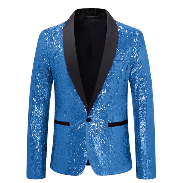 Veste Blazer Unie à Paillettes Scintillantes Bleu Royal pour Hommes, Tenue pour Hommes, Travail, Bureau, Formel, Bal, Fête, Robes de Soirée, Modeste, Rave, Automne Hiver, Manteau, à Boutons, 2025, Vêtements, S