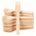 thumbnail image 3 of 100Pcs Wooden Forks Bulk Compostable Forks Spoons and Knives Set Eco-Friendly Disposable Utensils for Parties & Catering(5.5" Forks), 3 of 9