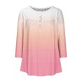 thumbnail image 4 of Pisexur Womens Plus Size Sweatshirt Gradients 3/4 Length Sleeve Tops Fall V-Neck Blouses Spring Ruffle Sleeve Tunic T-Shirts Dressy Casual, 4 of 4