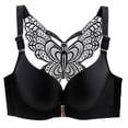 thumbnail image 1 of Womens Solid Bra Wire Free Underwear Front Closure Butterfly Backless Bra, 1 of 9