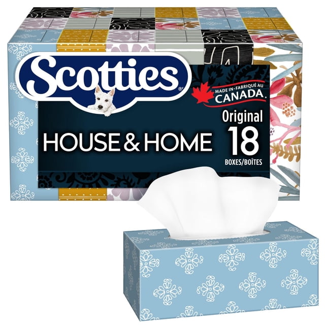 Scotties House & Home, 2-Ply, Facial Tissue, 18 Boxes, 126 Tissues Per Box