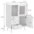 thumbnail image 2 of Buffet, Armoire d'Appoint Blanche avec Porte Coulissante en Verre, 3 Tiroirs, Buffet Moderne avec Rangement - BCAL098WH, 2 of 7