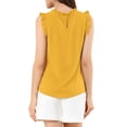 thumbnail image 3 of INSPIRE CHIC Women's Sleeveless Blouse Ruffled Pleated Wear-to-Work Chic Blouse XS Yellow, 3 of 7