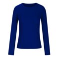 thumbnail image 4 of Penkiiy Mode Automne Femme Manches Longues Extensible Ajusté T-Shirt Côtelé Blouse Basique Unie G Bleu, 4 of 5