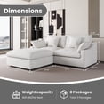 thumbnail image 3 of The Magic Home Canapé Sectionnel Modulaire en L en Lin avec Ottoman, Blanc, 3 of 14