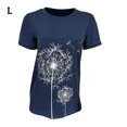 thumbnail image 4 of Becaristey T-shirts à Col Rond pour Femmes Manches Courtes Style Simple T-shirts Imprimé Floral Vêtements Accessoire de Mode Tenue Quotidienne Bleu G, 4 of 6