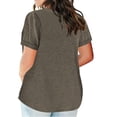thumbnail image 4 of Ladies Top V Neck Fashion Solid Color Short Sleeve Pocket Loose T Shirt, 4 of 4