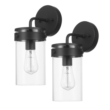 Globe Electric 1-Light Matte Black Outdoor Wall Sconce with Clear Glass Shade (2-Pack), 60000000