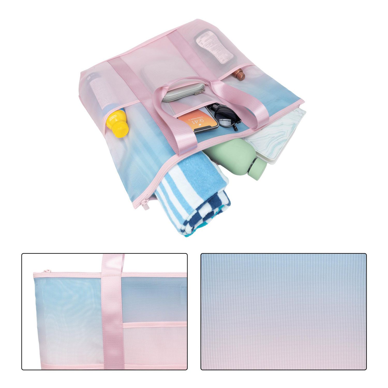 Sac fourre-tout en mesh à poches multiples pour femme adulte Time and Tru
