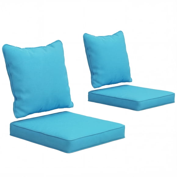 Outsunny Coussins de Chaise d'Extérieur avec Dossier pour Jardin et Terrasse, Turquoise