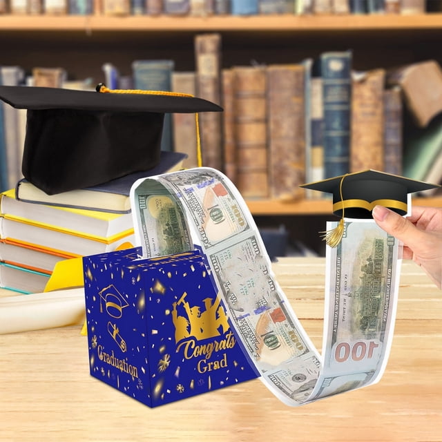 Vacemry Graduation Money Drawing Box, Birthday Surprise Box with Pull Tab, Creative Cash Gift Box for Graduation Party Birthday Party Little One Shower Bridal Shower, Fun Money Pull Box Decoration