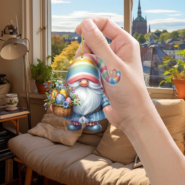 Birdeem Pendentif Plat de Pâques en Acrylique Pendentif Nain de Pâques