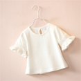 thumbnail image 2 of B91xZ Girls Tops 2024 Short Sleeve Ruffle Solid Color Polo Shirt,White 5-6 Years, 2 of 5