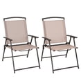 thumbnail image 1 of Costway 2 pcs Patio Folding Sling Dining Chairs Armrests Steel Frame Outdoor Beige, 1 of 8
