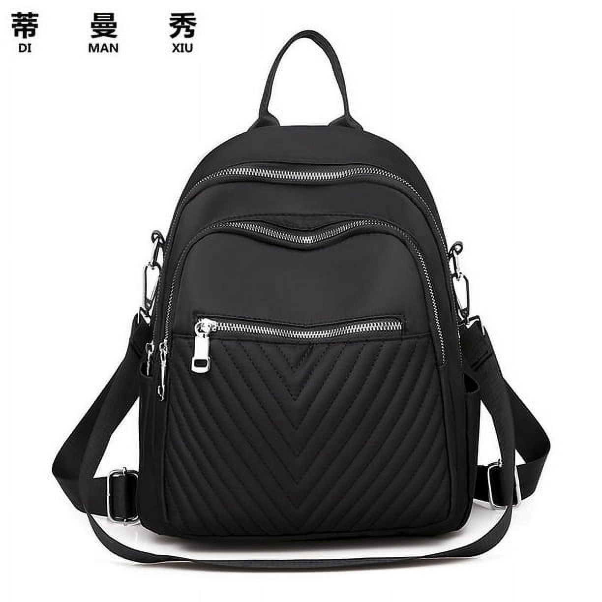 Backpack Women Shoulder Bag 2 In 1 Nylon Waterproof Backpack Small School Backpack Daypack Anti-Theft Backpack For Casual School Travel Hiking Work, Black
