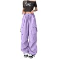 thumbnail image 4 of RKSTN Womens Pants Ladies' Solid Color High Waist Wide Leg Casual Drawstring Work Pants Loose Fitting Long Pants, 4 of 5