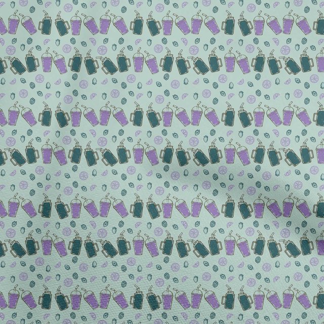 oneOone Georgette Viscose Mint Green Fabric Fruits Craft Projects Decor Fabric Printed By The Yard 42 Inch Wide