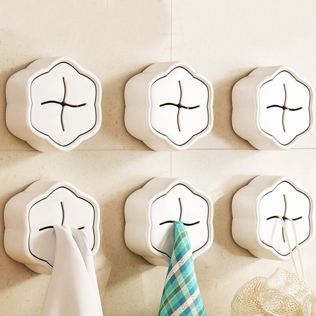 Non Punched Towels Cloths Storage Plugs Household Kitchen Bathroom Wall Adhesive Hooks Door Hooks Rear Hooks 6 PCS