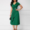 thumbnail image 1 of EGNMCR Robes de Soirée pour Femmes, Robes Formelles pour Femmes, Robes de Cocktail pour Femmes à Manches Courtes Robe à Col en V Robe d'Été Unie à Manches Courtes à Col en V pour Femmes Robe pour Femme, 1 of 7