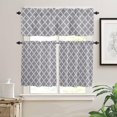 thumbnail image 1 of Gray 3 PCS Kitchen Curtain Valance and Tiers Set, Rod Pocket Small Half Tier Valances Window Curtains Panel, Grey Plaid Lattice 55"x24" (Set of 2 Tiers & Valance), 1 of 5