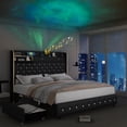 thumbnail image 1 of SIBEDS Queen LED Bed Frame with Galaxy Projector, Charging Station, 52" Headboard & 2 Drawers, No Box Spring Required, 1 of 9