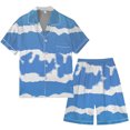 thumbnail image 3 of Men's Gradient Printed Satin Short Sleeve Button Up Pajama Loungewear Set for Comfortable Sleep and Relaxation at Home, 3 of 4
