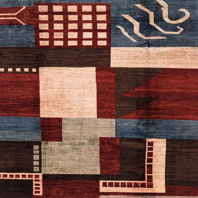 Ahgly Company Tapis d'Intérieur Carrés Abstraits Brun Amande Foncé, Tapis de Zone Abstraits, 3 Pieds Carré