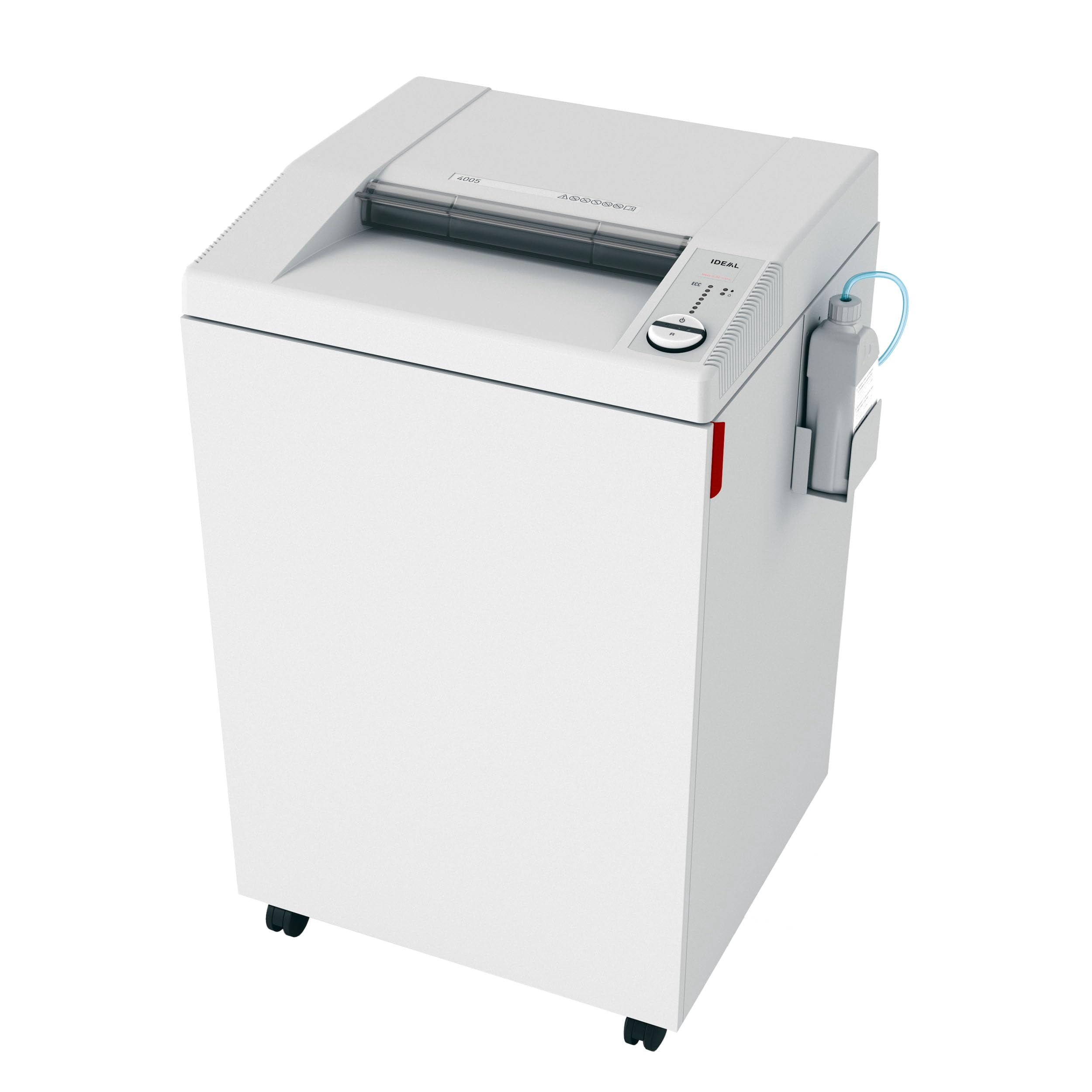 ideal. 4005 Super Micro Cut Centralized Office Paper Shredder with Automatic Oiler, Continuous Operation, 10-12 Sheet Capacity, 44 Gallon Bin, 2 1/8 Horsepower Motor, P-7 Security