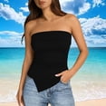 thumbnail image 1 of Uootdi Women's Tops Tube Top Ribbed Solid Casual Blouses Date Night Style Soft Stretchy Slim Fit Shirts Gift, 1 of 8