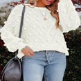 thumbnail image 4 of Pulls Tricotés pour Femmes Pulls Unis Col Rond Pull à Manches Longues, 4 of 6