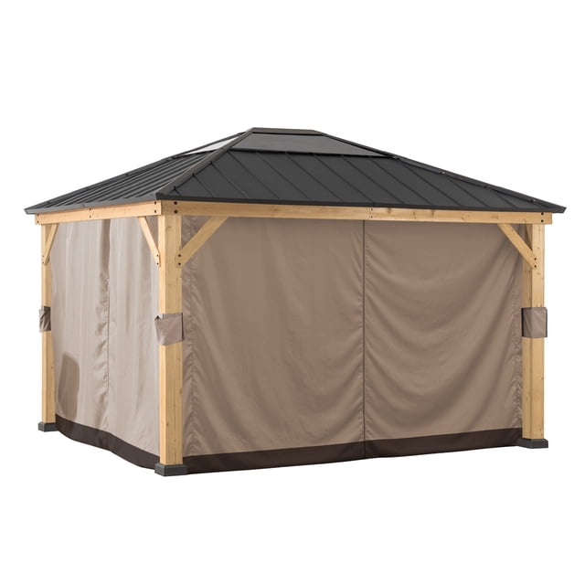 Sunjoy Rideaux et Filets anti-moustiques pour 11 pi x 13 pi. Gazebo en bois
