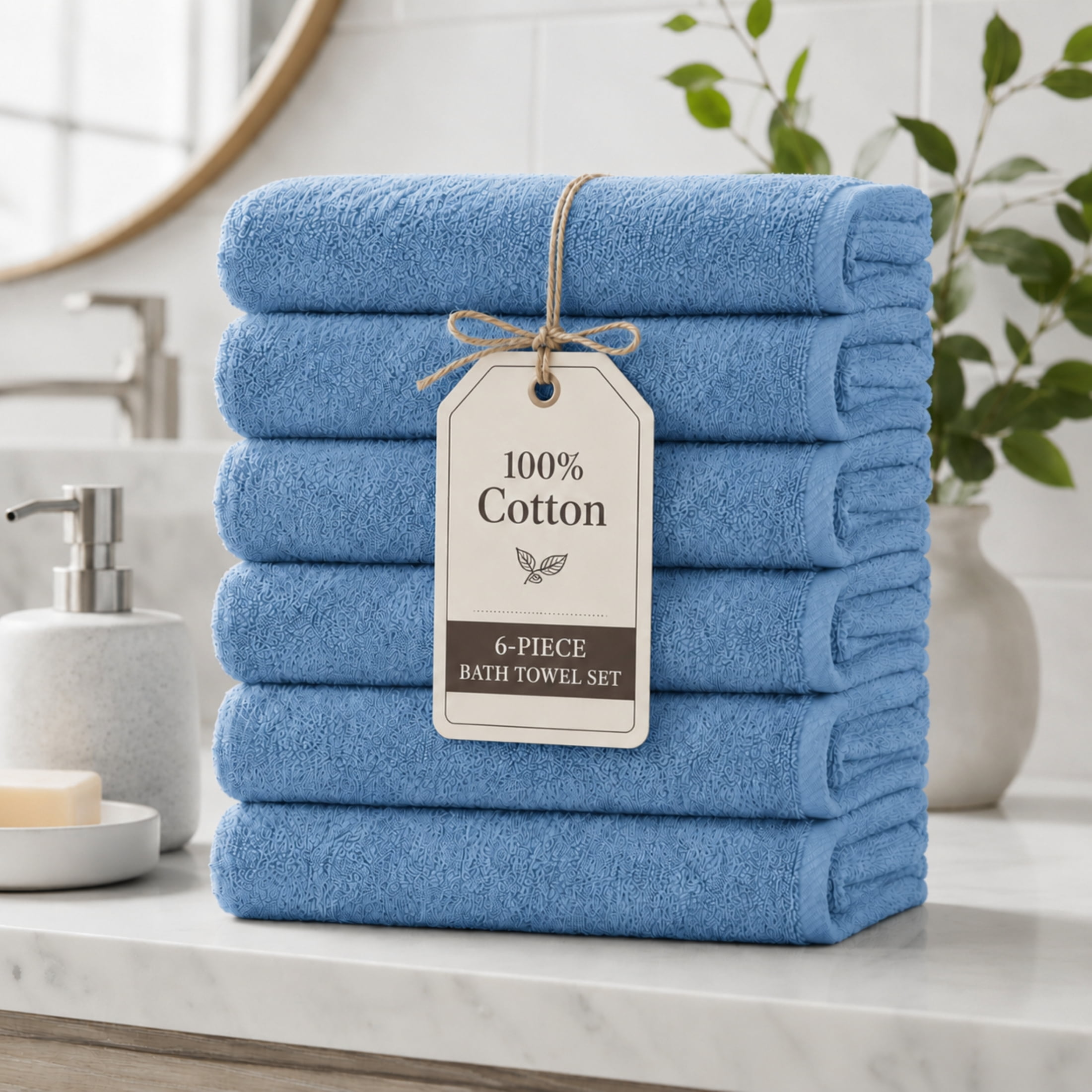 Ensemble de 6 serviettes bain Swift Home — 100 % coton, luxueusement douces, très absorbantes, séchage rapide, aqua