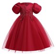 thumbnail image 1 of EINCcm Robe d'Été pour Filles, Robes de Princesse pour Filles, Robes d'Été pour Filles à Manches Courtes Robe de Princesse Robe à Queue Fleurie Robe Tutu, pour Enfants Bébé Fille, Rouge, 11-12 Ans, 1 of 7