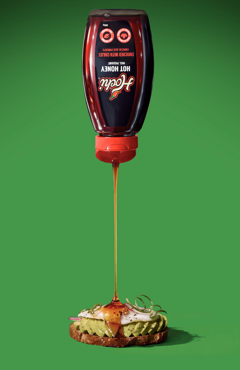 Hochi Hot Honey Squeeze Bottle, Chili-Infused Canadian Honey, 265 g
